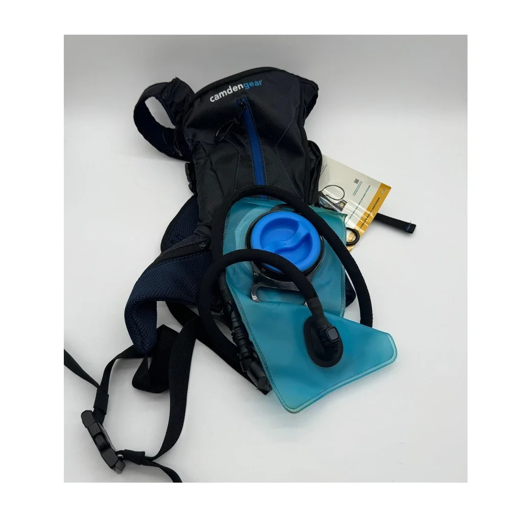 Camden Gear Sports Hydration Pack 1.5L Bladder Black Blue Running Hiking Vest